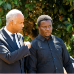 The Honourable Ahmed Hussen, Minister of International Development for Canada, and Tanzania's Deputy Minister of Agriculture, Hon. David Silinde (MP), share a word during the launch of the "Her Resilience, Our Planet Project" at Koga Farm in Kibamba Village, Mkuranga District, on May 15, 2024.