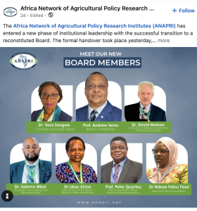 Prof. Andrew Temu’s Appointment as Chair of ANAPRI (2026–2030)